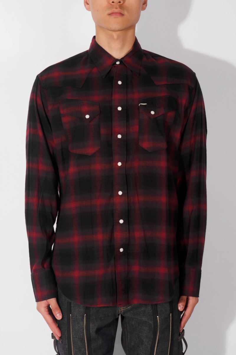 OMBRE CHECK WESTERN SHIRT - RED