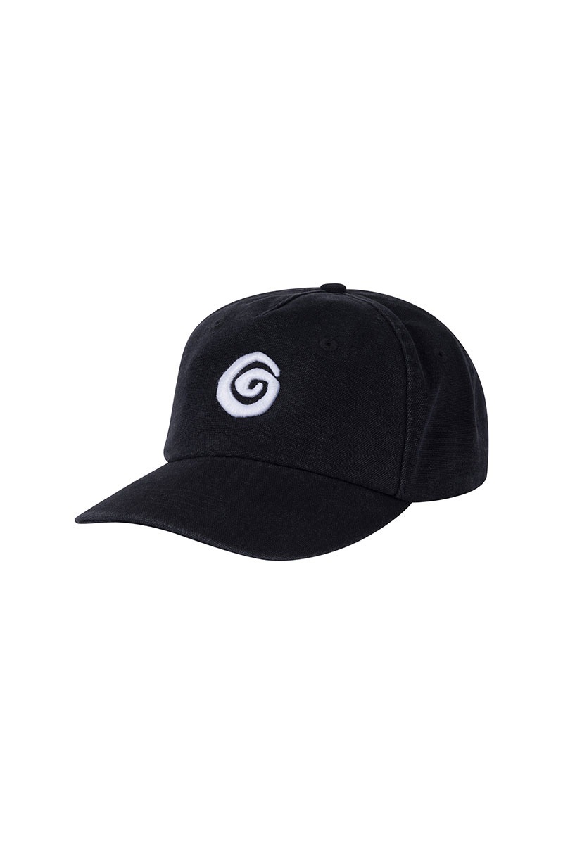 Swirl Logo Five Panels Cap - Black